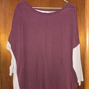 Old Navy Maroon and Cream Colorblock Pullover Sweatshirt